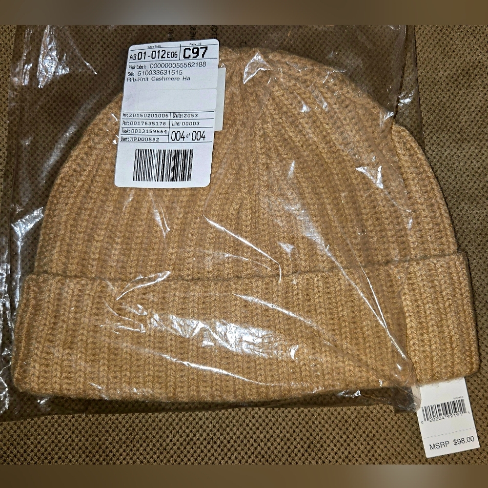 Polo By Ralph Lauren Tan Knitted Cashmere Hat